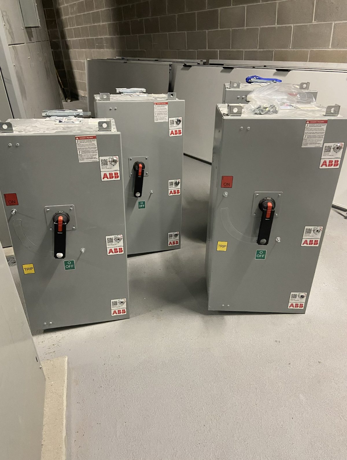 New surplus ABB disconnect switches and bus plugs purchased in one electrical equipment deal