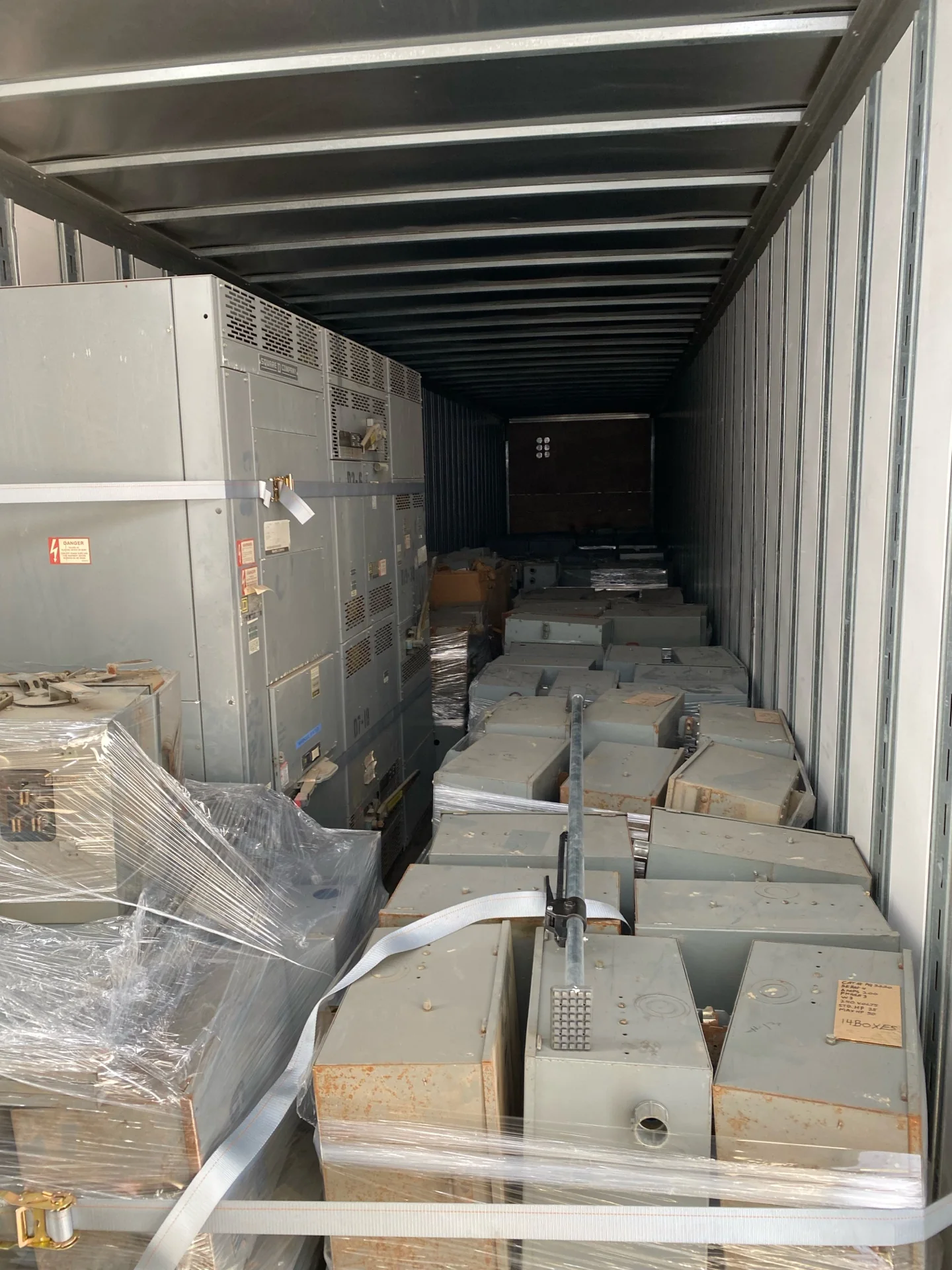 Truckload of electrical bus plugs and busway from a completed surplus purchase