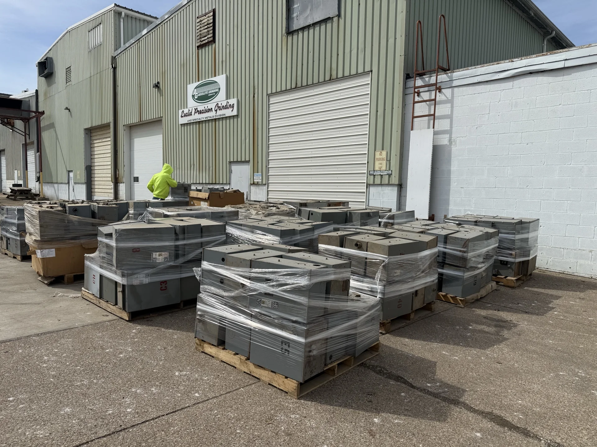 Owner-supplied pallets of bus plugs from a commercial equipment project